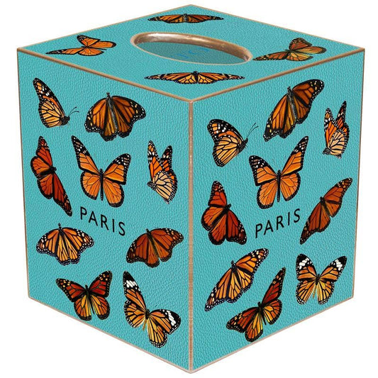 Paris Monarch Turquoise Tissue Box Cover