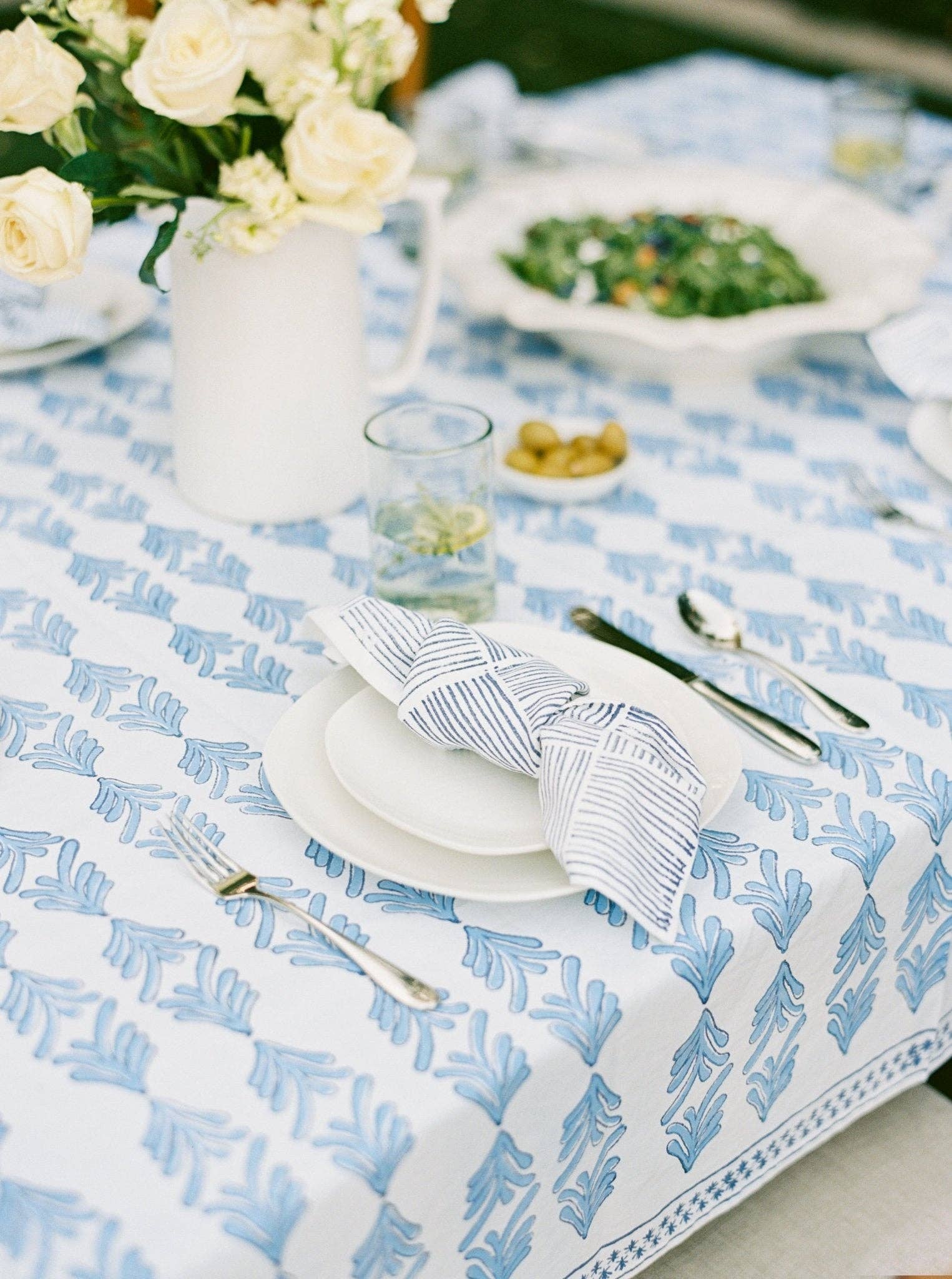 Table Throw - Palmetto, Uniform Blue & Navy - Bella Boutique