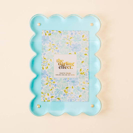 Rectangle Scalloped Acrylic Frame-Blue - Bella Boutique