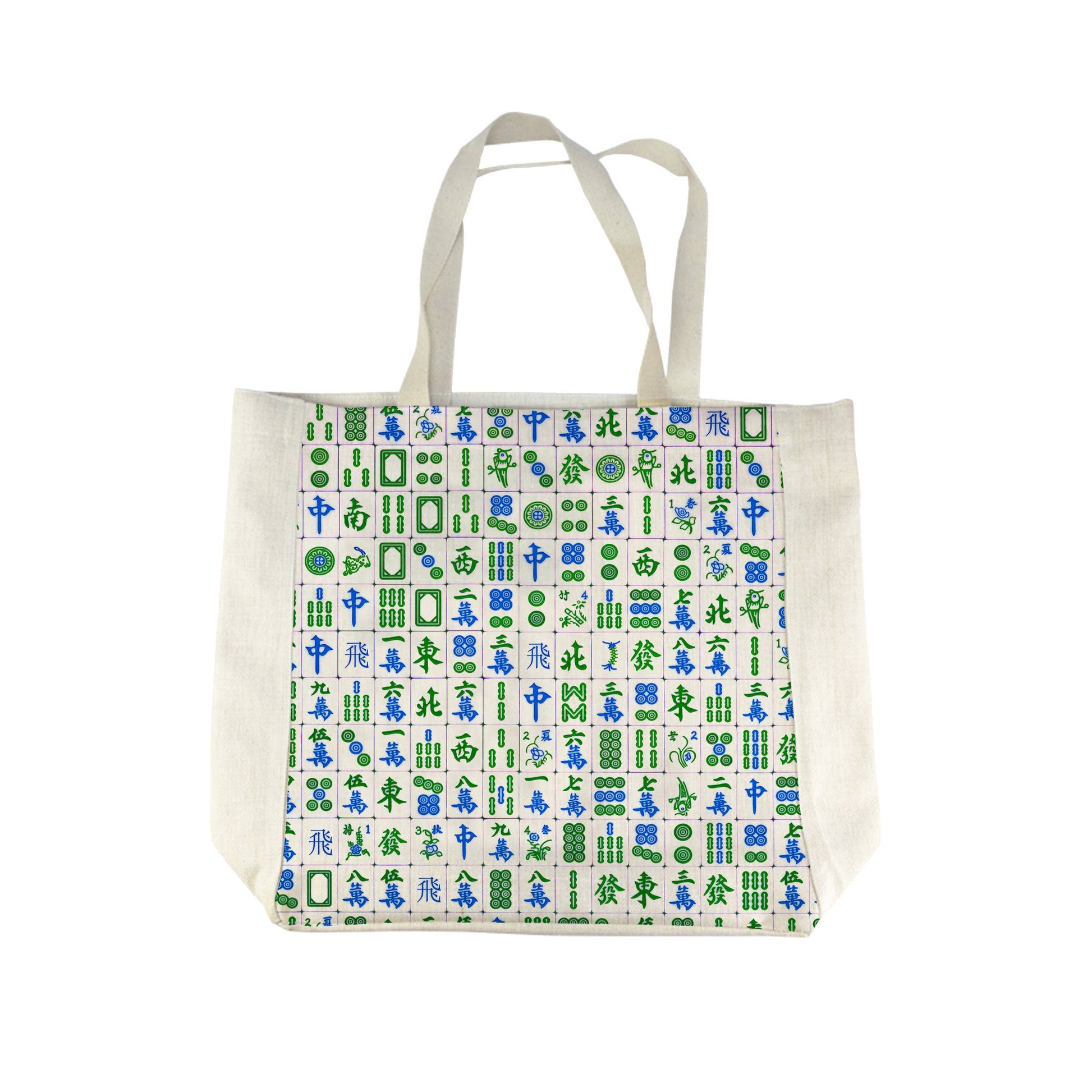 TO6661-Blue and Green Mahjong Tote Bag - Bella Boutique