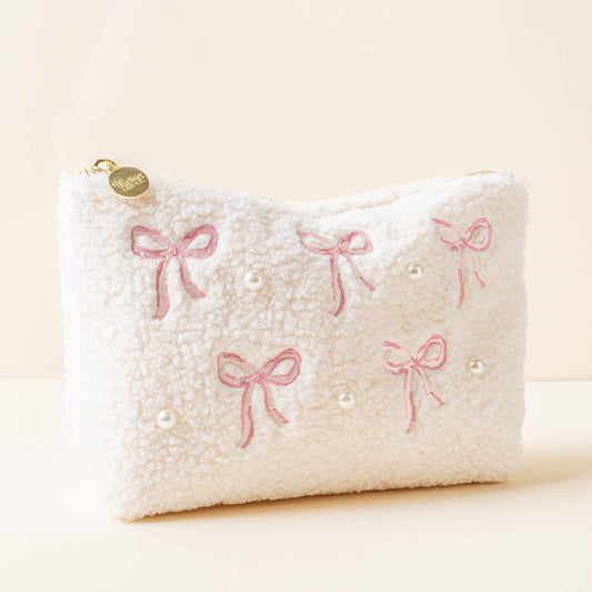 Teddy Pouch-Bows Pink - Bella Boutique