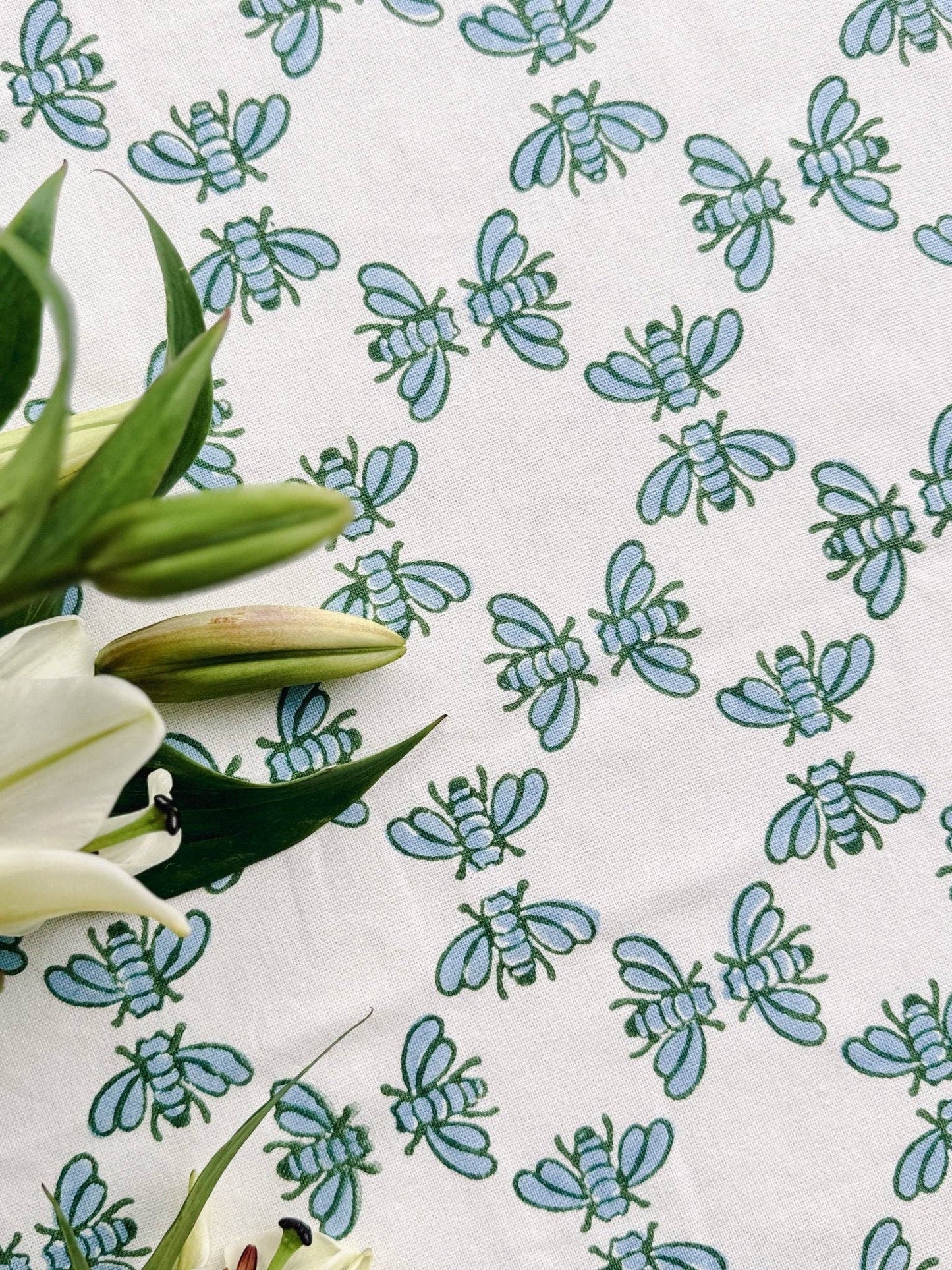 Table Throw - Honeybee - Uniform Blue & Sage - Bella Boutique