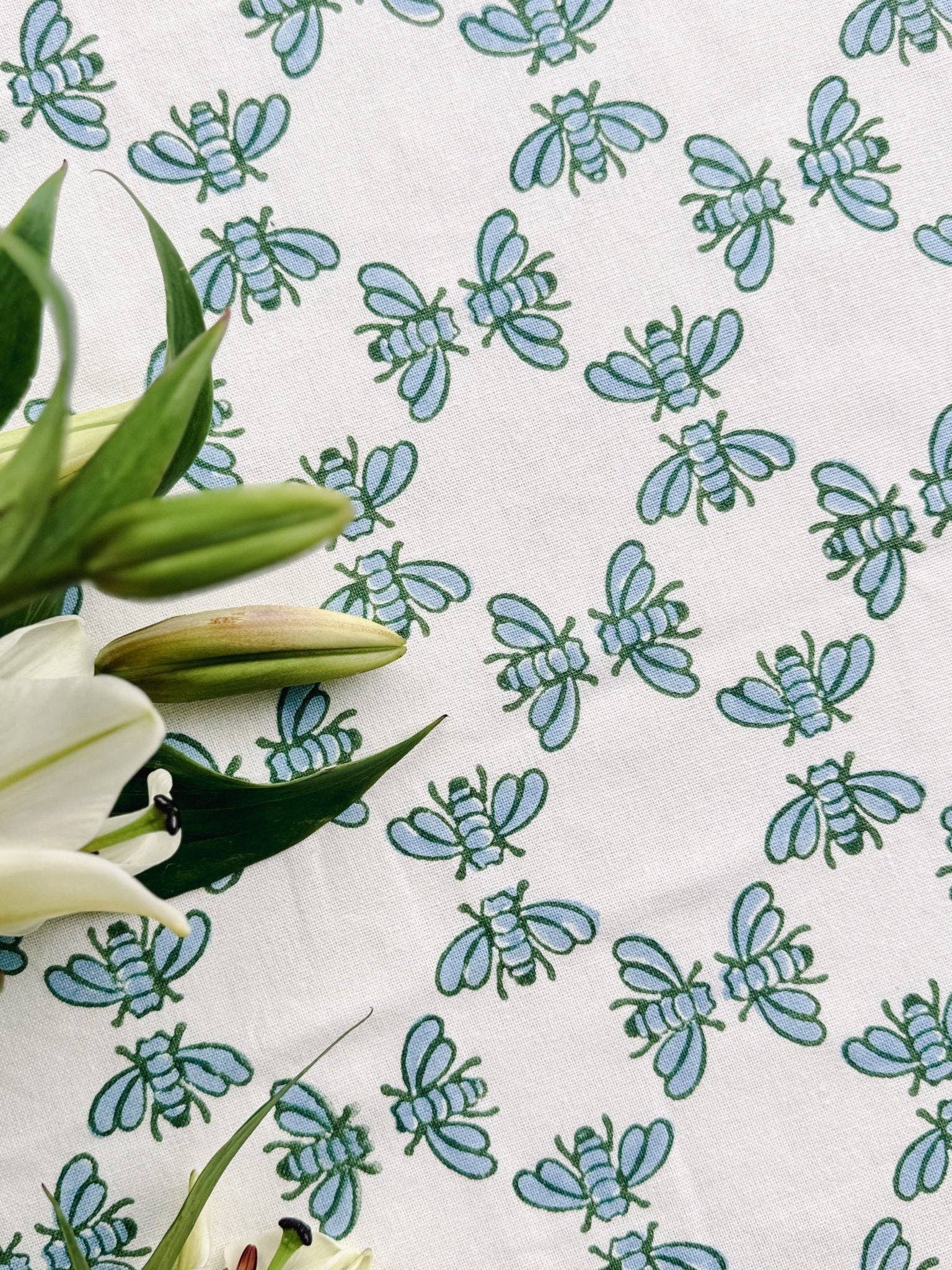 Table Throw - Honeybee - Uniform Blue & Sage - Bella Boutique