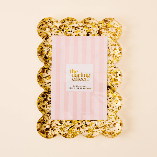 Rectangle Scalloped Acrylic Frame-Confetti Gold - Bella Boutique