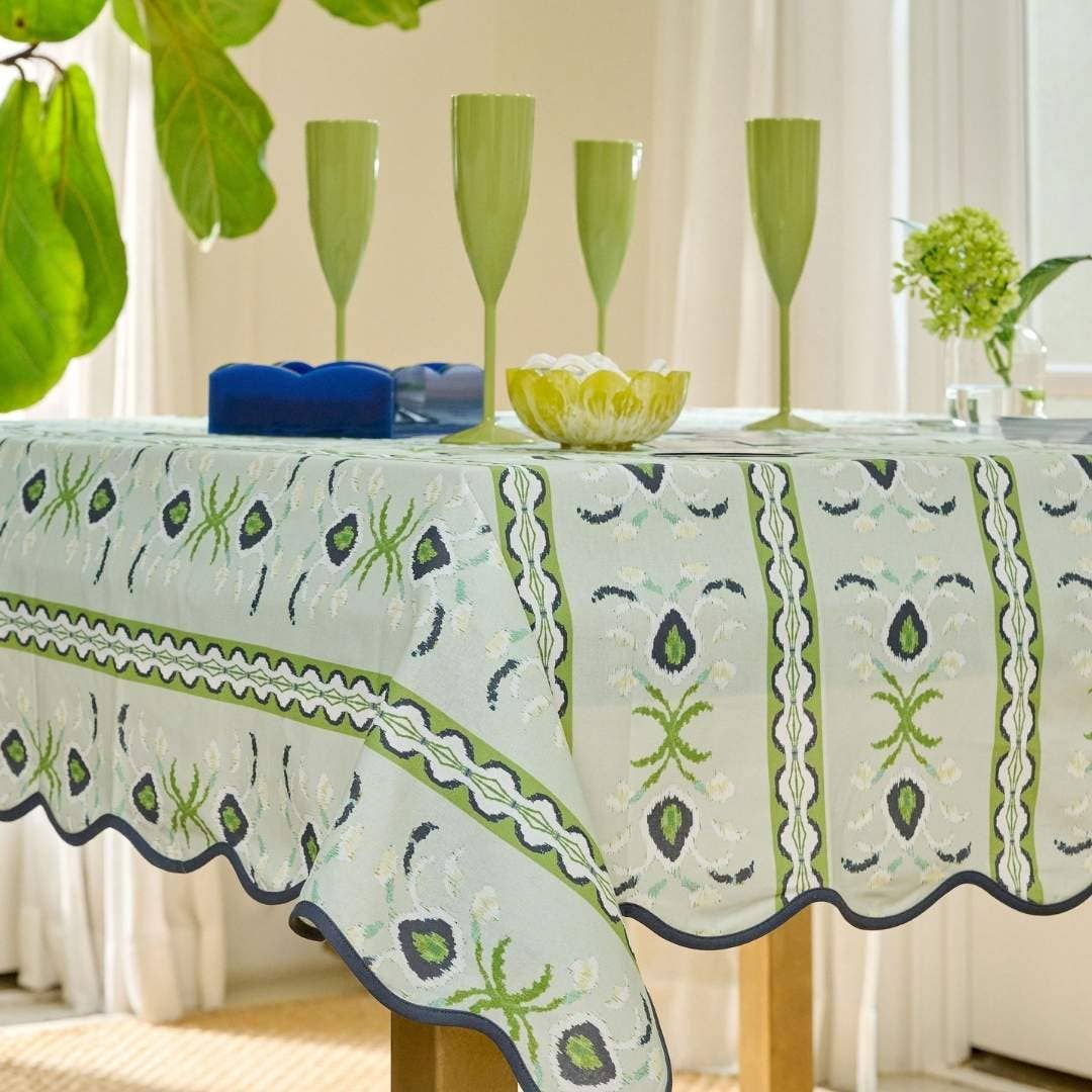 Rosemary Stripe Lagoon Square Game Tablecloth - Bella Boutique