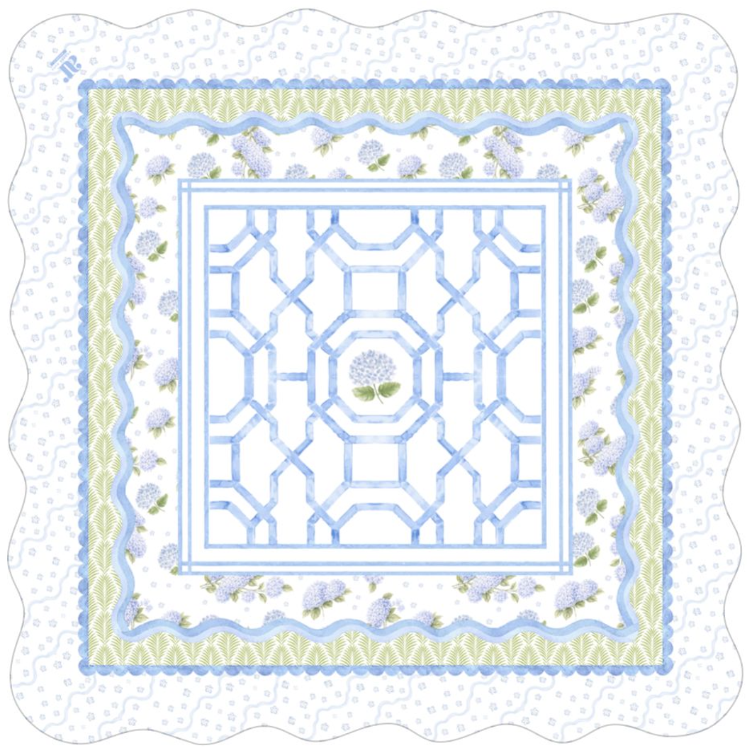 Hamptons Hydrangea Mahjong Mat | The House of Hydrangea Coll - Bella Boutique