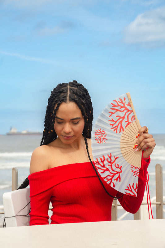 Coral Hand Fan - Bella Boutique