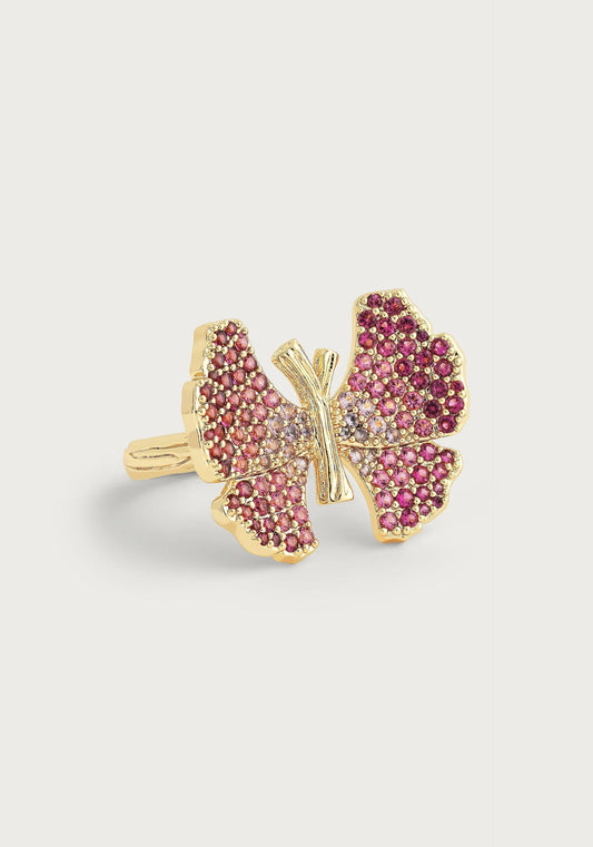 Butterfly Pink Pave Ring