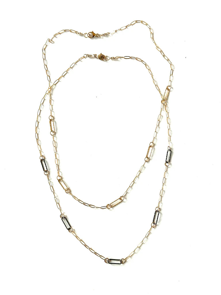 Gunmetal Gold Links Necklace