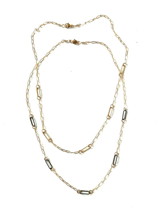 Gunmetal Gold Links Necklace