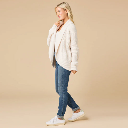 Waffle Marshmallow Cocoon Cardigan