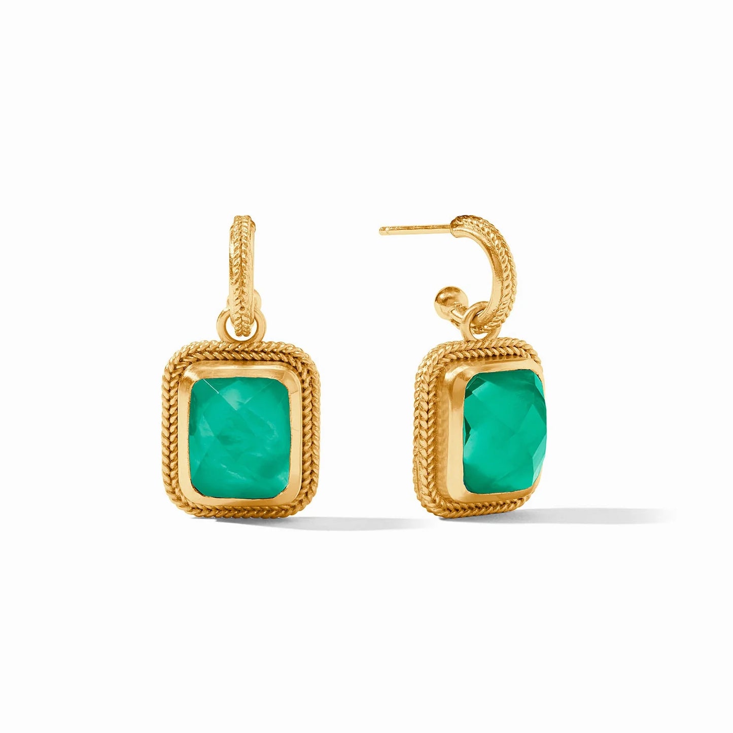 Cheval Hoop and Charm Earring Iridescent Emerald Green