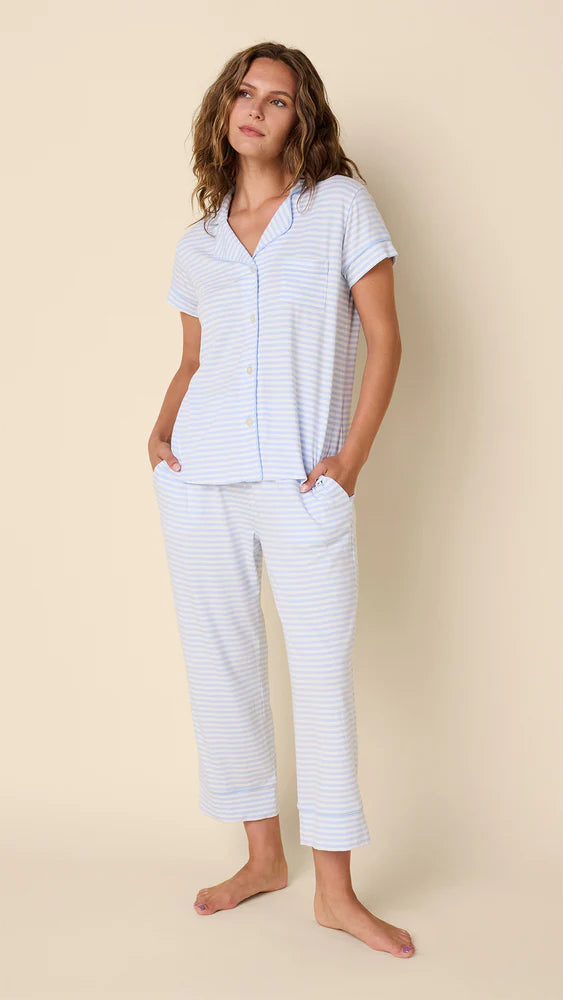 Essential Strip Knit Capri Pajama Set