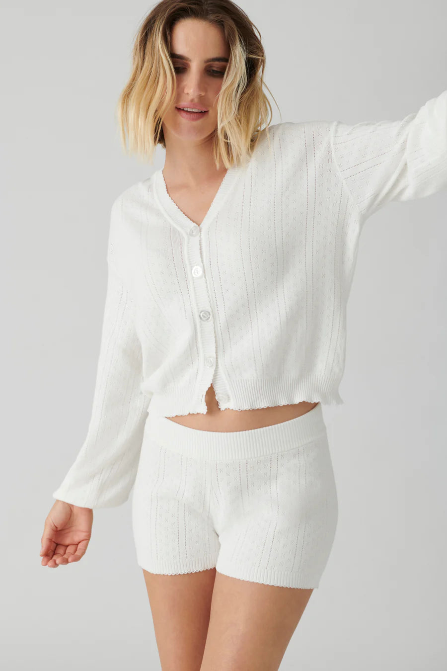 Sweet Pointelle Cardigan Ivory