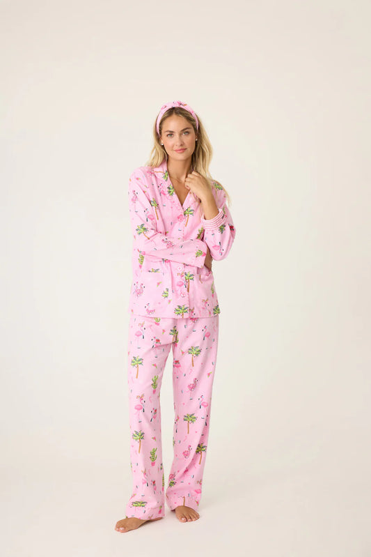 Pink Violet Flannel Flamingo Set