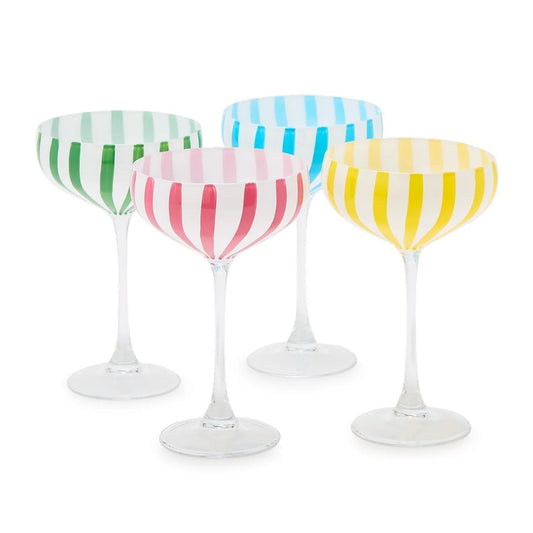 Striped Coupe Glasses - Bella Boutique