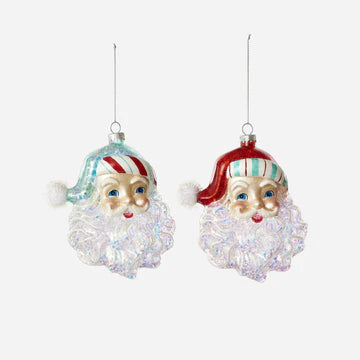 Candy Stripe Santa Head Ornament - Bella Boutique