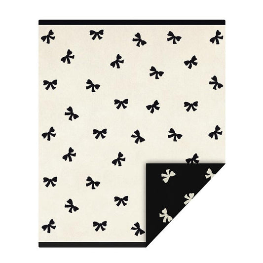 Bows Cozy Throw - Ivory/Black