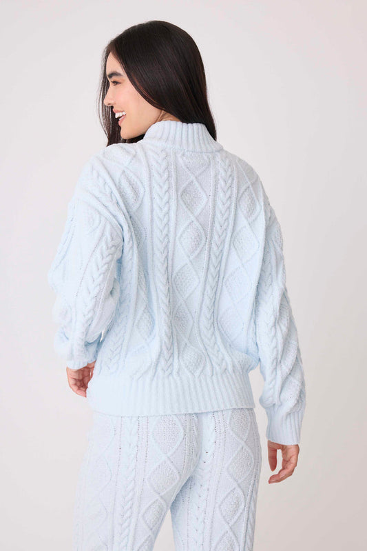 Cozy Chenille Cable Partial Zip Pullover