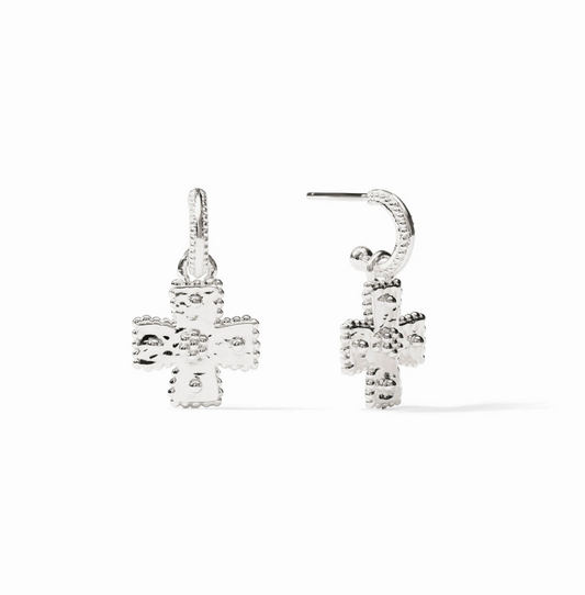 Malta Canterbury Hoop & Charm Earring Silver - Bella Boutique