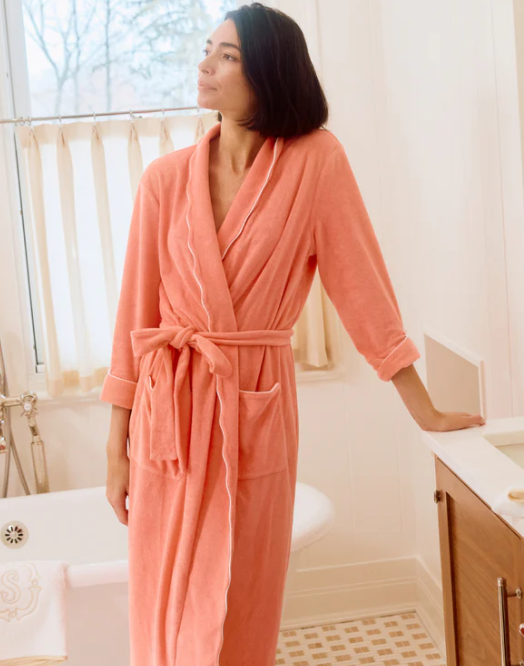Women's Long Scallop Lightweight Robe - Bella Boutique