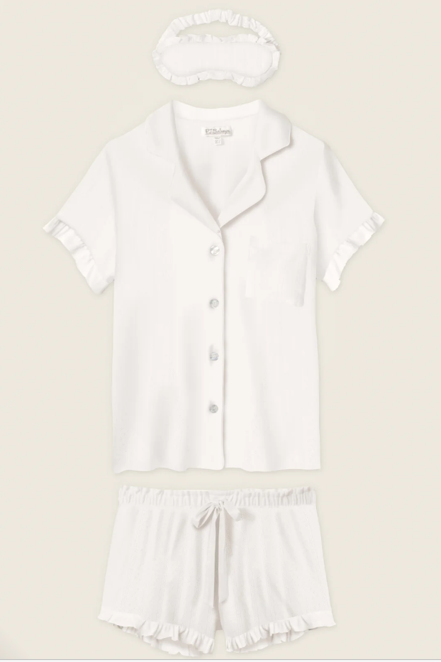 PJ Set Pointelle White - Bella Boutique