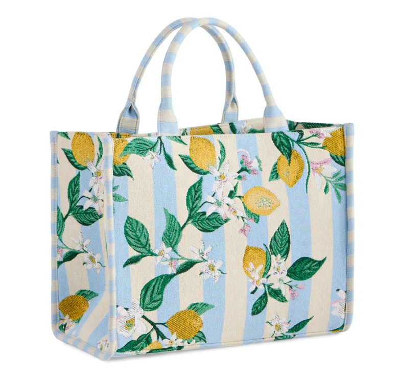 Lemon Stripe Jacquard Tote - Bella Boutique
