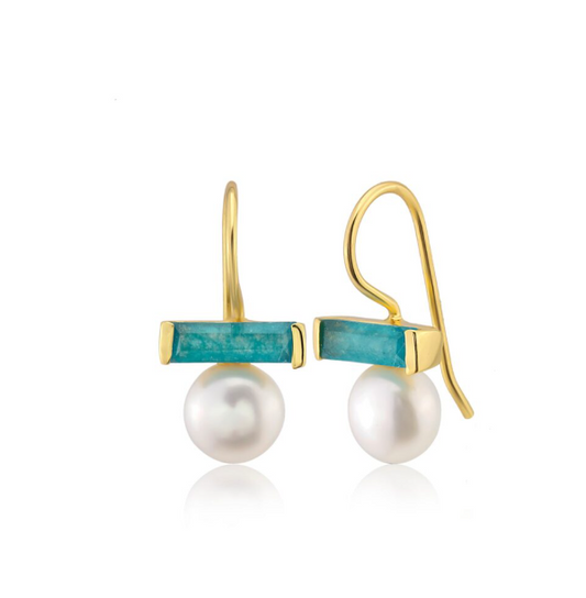 Jade and pearl drop earrings - Bella Boutique