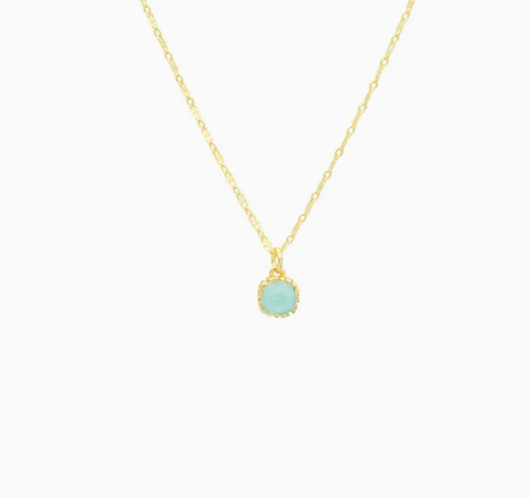 Square Amazonite Pendant Necklace - Bella Boutique