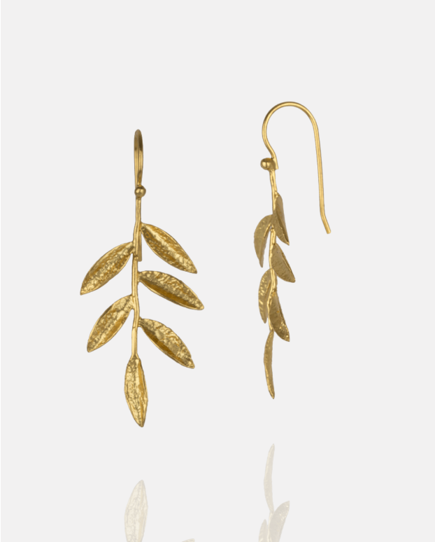 Gold tone delicate vine earrings - Bella Boutique