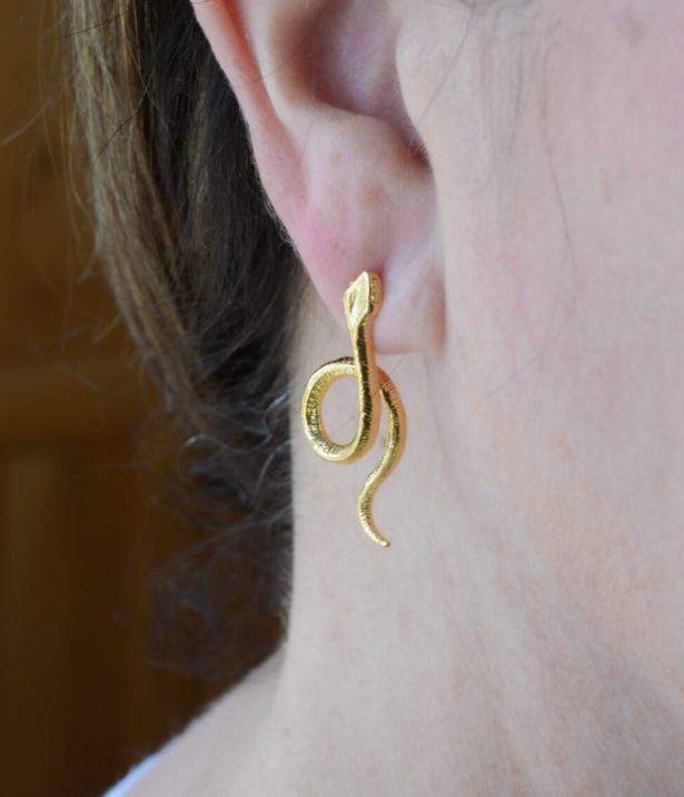 Gold plated snake earrings - Bella Boutique