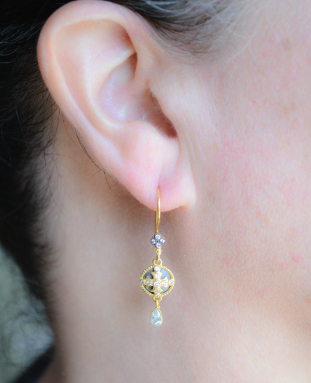 Two-tone drop earrings with French closure - Bella Boutique