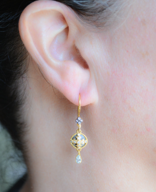 Two-tone drop earrings with French closure - Bella Boutique