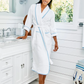 Women's Long Signature Robe White French Blue Trim