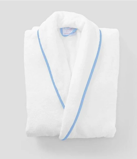 Women's Long Signature Robe White French Blue Trim