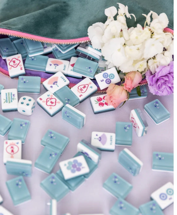 Classic Tile Mahjong Set Bam Bird Boutique Teal with Acrylic Box - Bella Boutique
