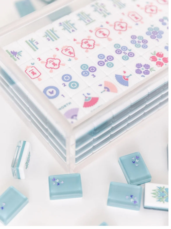 Classic Tile Mahjong Set Bam Bird Boutique Teal with Acrylic Box - Bella Boutique