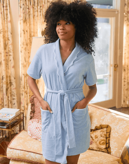 Women’s Short Scallop Lightweight Robe - Bella Boutique