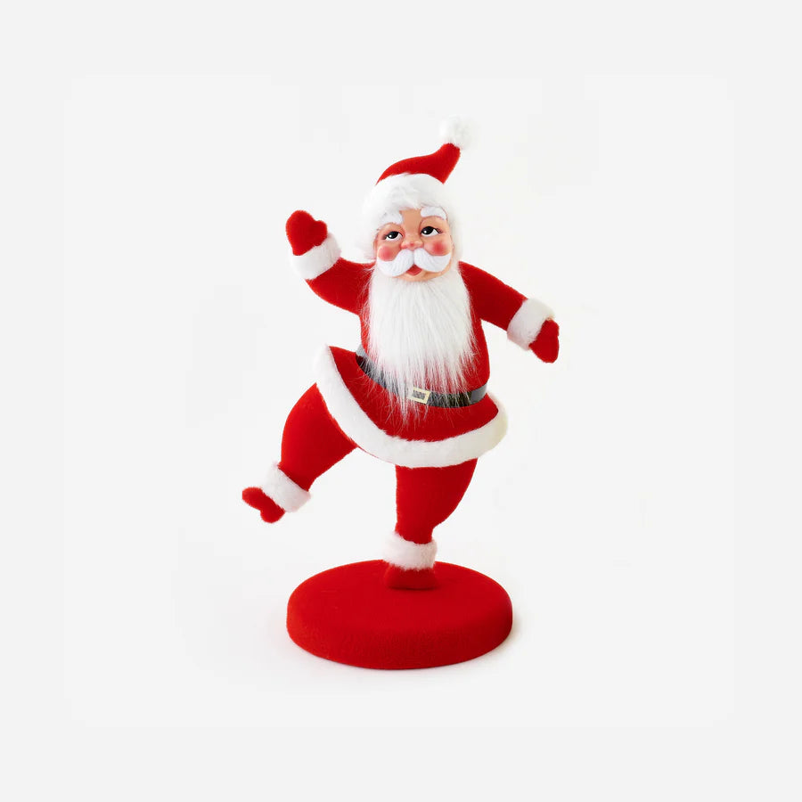 Flocked Dancing Santa on Base 24" - Bella Boutique
