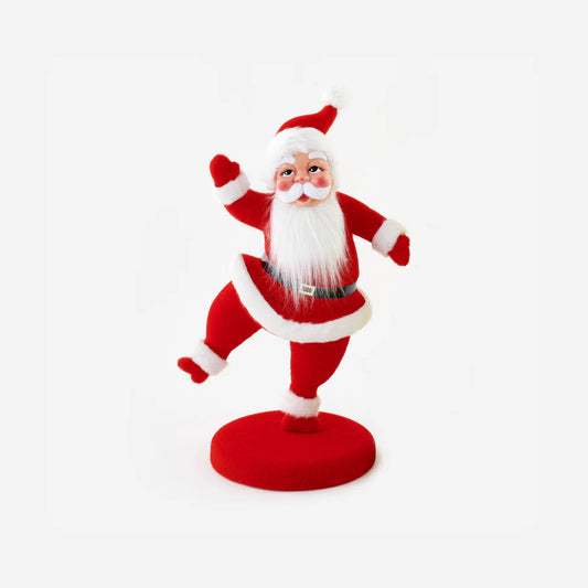 Flocked Dancing Santa on Base 24" - Bella Boutique