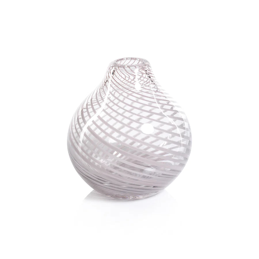 Claire Clear Bud Vase with Blush Swirl - Onion