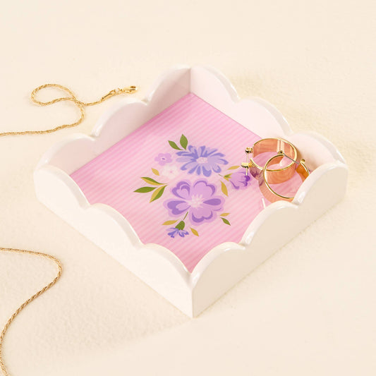 Scallop Trinket Tray-Dainty Floral Purple - Bella Boutique