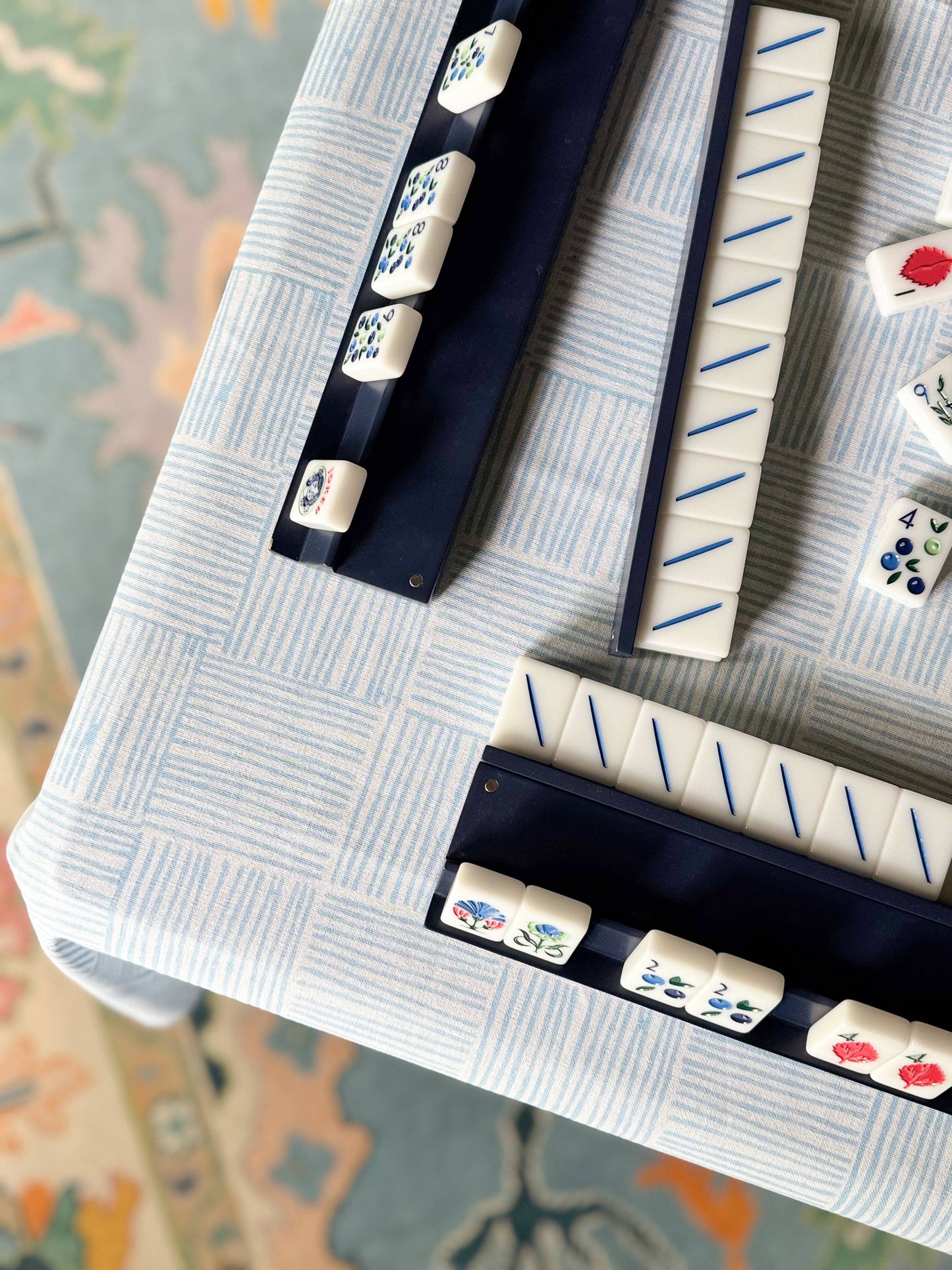 Table Throw - Striped, Uniform Blue - Bella Boutique