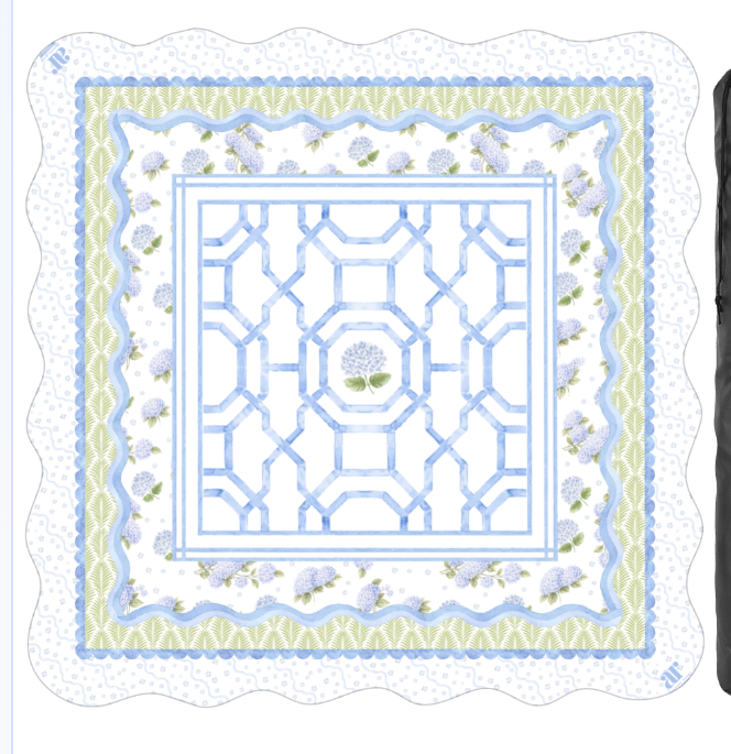 Hamptons Hydrangea Mahjong Mat | The House of Hydrangea Coll - Bella Boutique