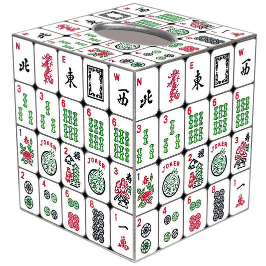 Colorful Mahjong Tiles Tissue Box Cover