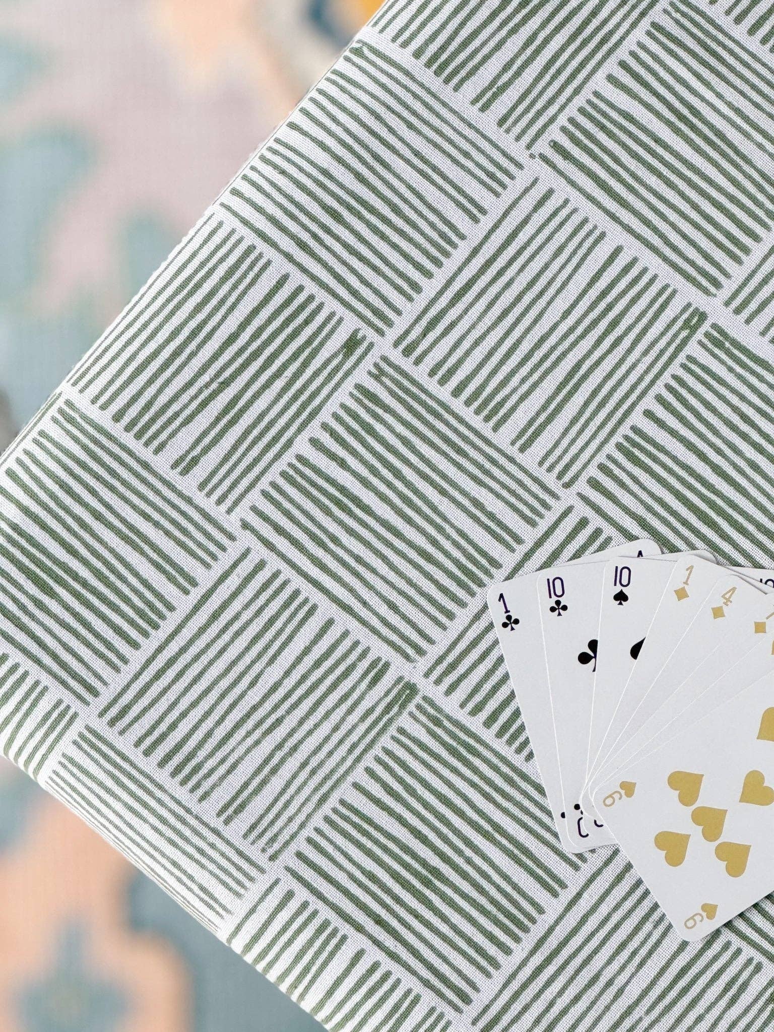 Table Throw - Striped, Sage - Bella Boutique