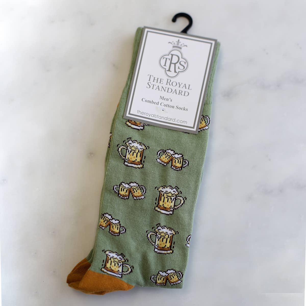 Men's Beer Cheers Socks   Sage/Orange   One Size - Bella Boutique