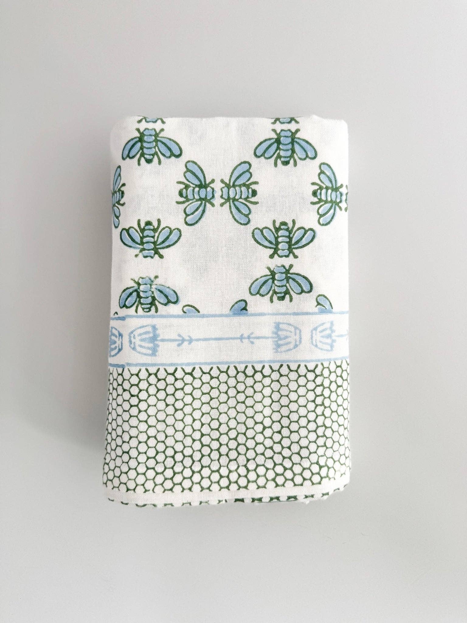 Table Throw - Honeybee - Uniform Blue & Sage - Bella Boutique