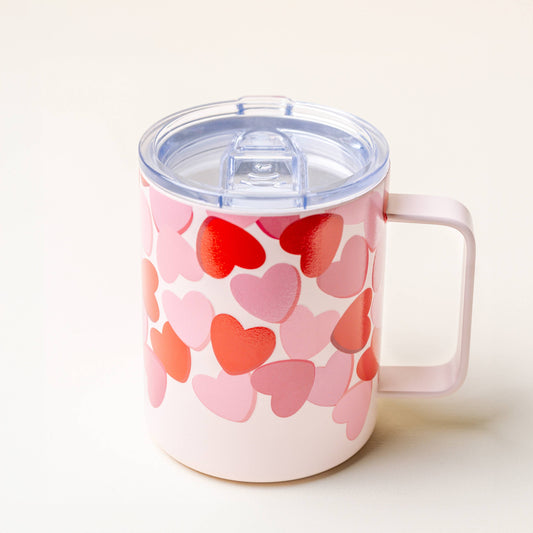 14 oz Insulated Mug-Blushing Hearts - Bella Boutique