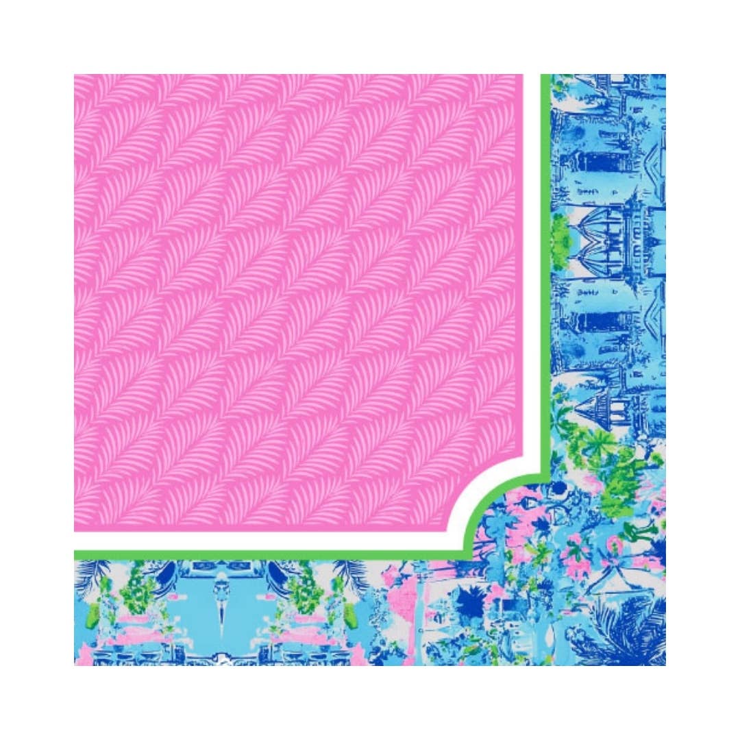 NEOPRENE Palm Beach Collection Mahjong Mat | Pink Blue Lime - Bella Boutique